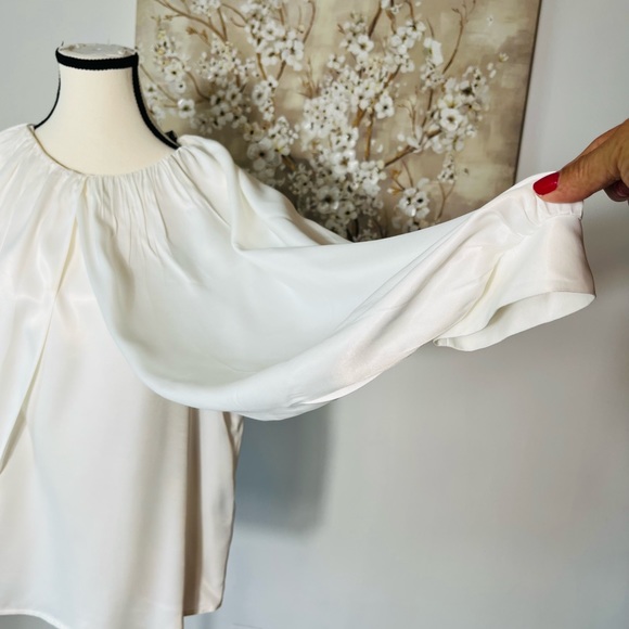 ZARA SATIN EFFECT BLOUSE CAPE SLEEVE STYLE SIZE M AND L COLOR OYSTER WHITE NWT - Picture 11 of 17